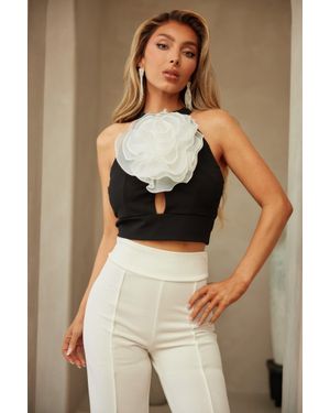 TRUEDAMES Flower Detailed Fashion Crop Top - Multicolor
