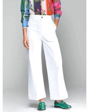 Vilagallo Noa Wide Leg Cropped Pants - White