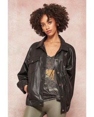 TRUEDAMES A Faux Leather Jacket - Black