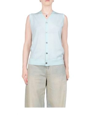 6397 Wool Cashmere Button Vest - Blue