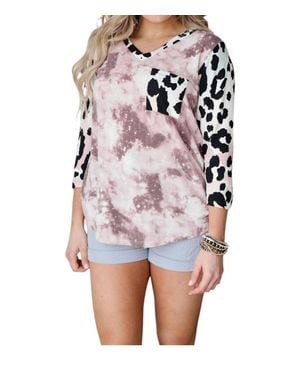 Now N Forever Destiny Tie Dye Animal Top - White