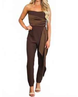 Luxxel Marina Strapless Jumpsuit - Brown