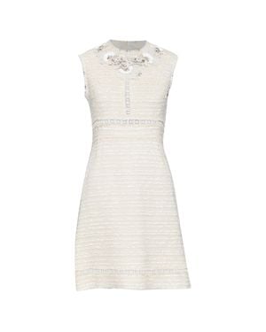 Giambattista Valli Crystal Embroidered Neck Tweed Dress - White
