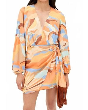 dress to Wrap Long Sleeve Mini Dress - Orange