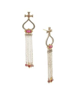 Konstantino Dome Silver & 18k Corundum Tassel Earrings - White