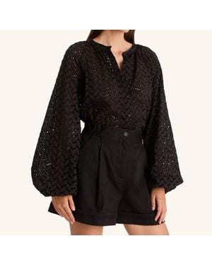 Merlette Tiana Eyelet Blouse - Black