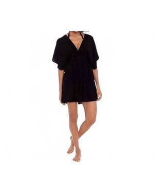 Ralph Lauren Crushed Tunic Cover Up Dress - Black