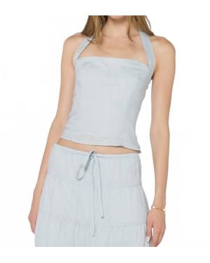 Velvet Heart Reiko Square Neck Linen Halter Top - Blue