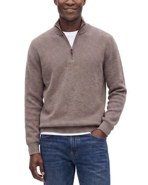 Forte Cashmere 100% Cashmere Mock Neck 1/4-Zip 100% Cashmere Sweater - Gray