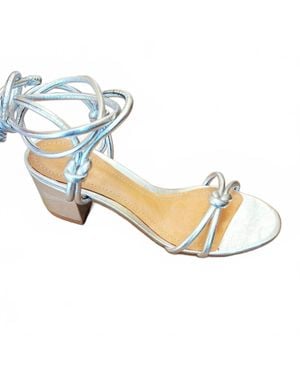 SCHUTZ SHOES Nicky Mid Block Heel - Metallic