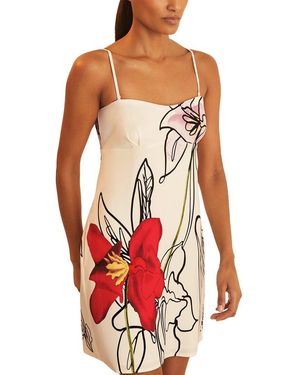 Reiss Marli Short Linear Floral Dress - Red