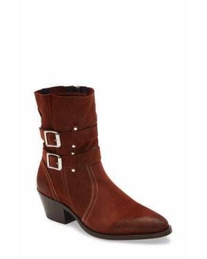 AllSaints Harriet Suede Leather Buckles Western Boots - Brown