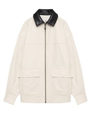 Anine Bing Cream Body Jacket With Leather Collar - Natural
