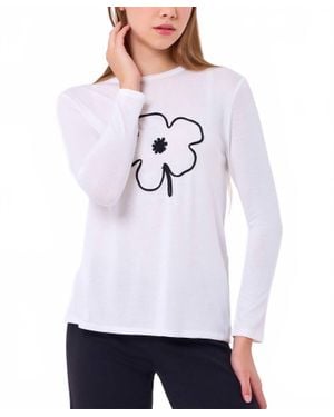 French Kyss Flower Detail Top - White