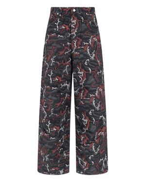 PDF Abstract Pattern Wide-Leg Pants - Gray