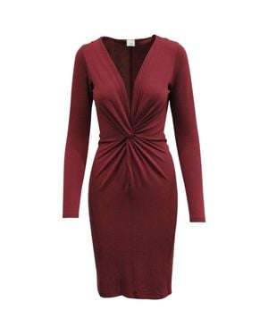 Iris & Ink Front Knot Midi Dress - Red