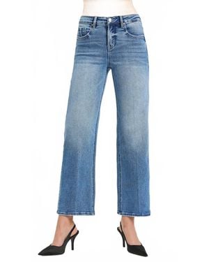 Risen High Rise Tummy Control Full Length Straight Jeans - Blue
