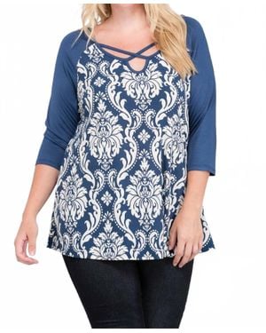 Blank NYC Three Quarter Sleeve Top - Blue