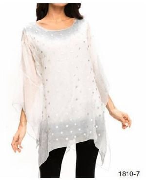 Adore Layered Sheer Dip Dyed Top - White