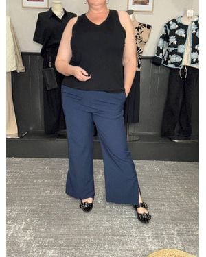 Before You Collection Wide Leg Side Slit Pants - Blue