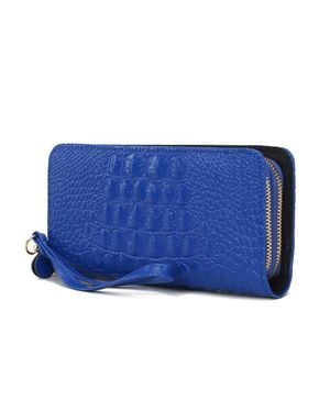 MKF Collection by Mia K Eve Genuine Leather Crocodile-Embossed Wristlet Wallet By Mia K - Blue