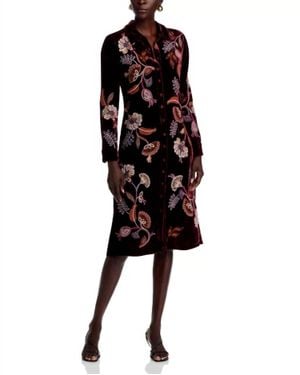 Johnny Was Gineva Velvet Shirt Dress - Black