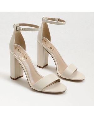 Sam Edelman Yaro Block Heel Sandal Modern Ivory Leather - White