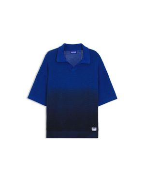 HUGO Knitted-Cotton Sweater With Dip-Dye Effect - Blue