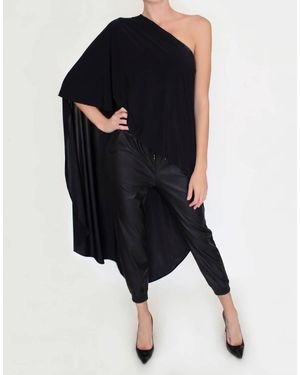 Betsy Moss Elysian Drenched Cape Top - Black