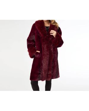 Coco + Carmen Evelyn Faux Fur Shawl Coat - Red