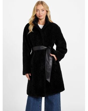 Guess Laila Shearling Coat - Black