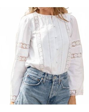 Sail To Sable Button Front Lace Top - White