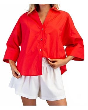 Eesome Patty Pleat Back Blouse - Red