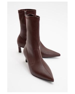 Prologue Shoes Lewin Pointed Toe Stiletto Boot - Brown