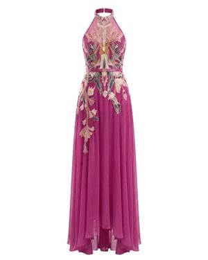 Saiid Kobeisy Embroidered Georgette Dress - Purple