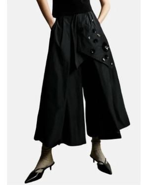 Psophia Taffeta Trouser With Sequin Flower Belt - Black