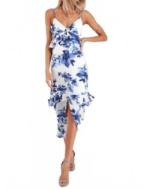 Lulus Santorini Bloom Midi Dress - Blue