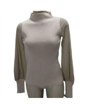 D. EXTERIOR Ribbed Tullle Long Sleeve Shirt - Gray