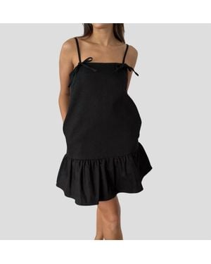 AUREUM Kimberly Denim Tie Strap Mini Dress - Black