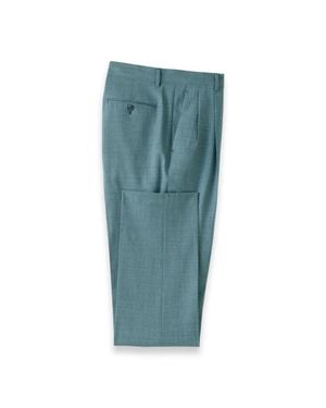Paul Fredrick Wool Bengaline Pleated Suit Pants - Blue