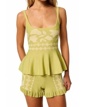 MISA Los Angles Lexi Floral Knit Shorts - Yellow