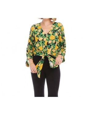 Karen Kane Sun Dazed Front Tie Blouse - Black