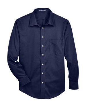 Devon & Jones Crown Collection Solid Stretch Twill Woven Dress Shirt - Blue
