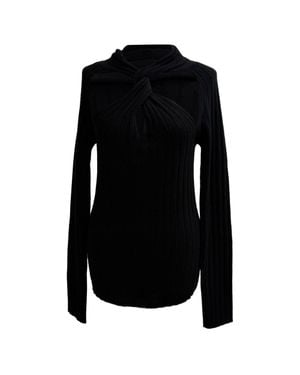Versace Ribbed Twisted Sweater - Black
