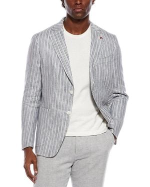 Isaia Linen & Silk-Blend Jacket - Gray