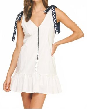 Strut & Bolt Scallop Embroidery Mini Dress - White