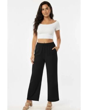 TRUEDAMES Relaxed Fit 100% Cotton Wide-Leg Pants With Side Pockets - Black