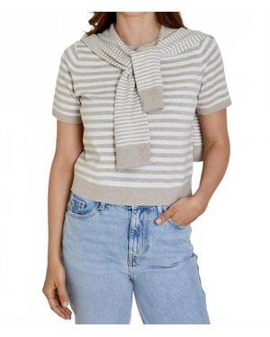 DH New York Sweater Knit T-Shirt With Removable Scarf - Blue