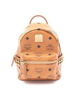 MCM Visetos Backpack Pvc Coated Canvas Leather - Natural