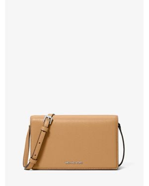 Michael Kors Marlowe Medium Pebbled Leather Crossbody Bag - Natural